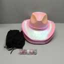 Coume 23 Pcs Cowboy Light up Hat Bulk Sparkly Holographic Cowgirl Hats with Heart Sunglasses for Women Costume Western Party (Pink)