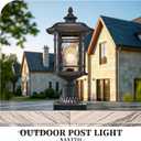 Outdoor Post Light 18.3" Waterproof Pole Light with Water Ripple Glass for Garden Patio Pathway E26 Socket