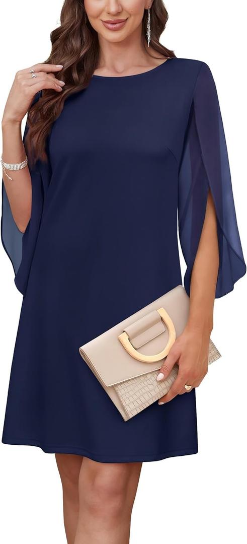 RUMIA Womens Cocktail Dresses Flutter Sleeve Wedding Guest Dresses for Women 2026 Trendy (Large, Dark Blue)