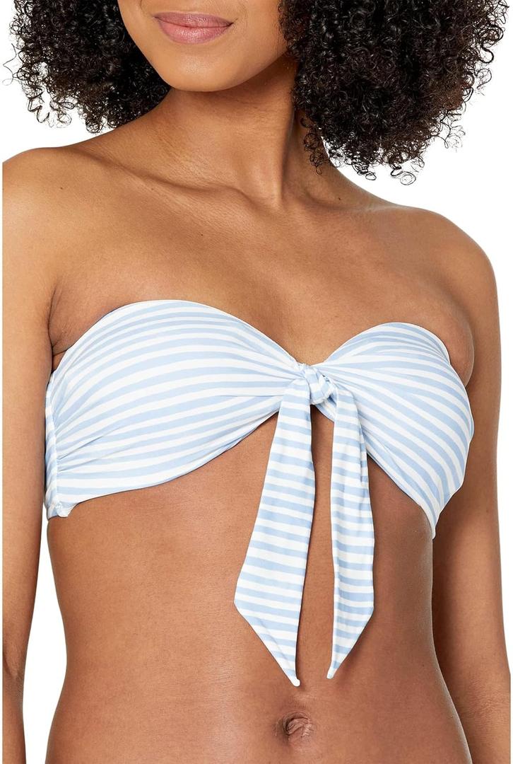 Seafolly Women's Twist Tie Front Bandeau Bikini Top Swimsuit (8, Summer Crush Powder Blue)
