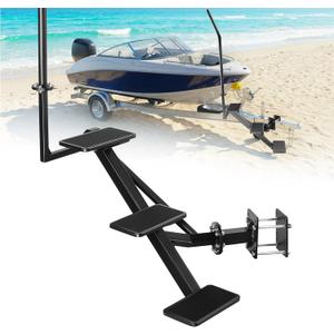 Side Mount Boat Trailer Step with Adjustable Handle, 30 Angled 3-Step System, 300 lb Capacity, Fits 2"3"/3"3"/4"3"/ 53"/4"4" Square Tube Trailers
