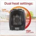 BLACK+DECKER Personal Ceramic Heater, Space Heater for Office Desk, Home Office & Personal Use Desk, 2 Heat & Fan Only Settings, Adjustable Thermostat, BHDC201, Black