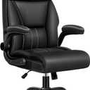 Guessky Executive Office Leather Chair with Footrest, Ergonomic Home Office Desk Computer Rolling Chairs, 90°-135°Reclining High Back Chair with Lumbar Support, Adjustable Tilt Lock (Coffee)