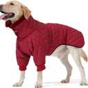 Warm Dog Coat with Double Zipper, Winter Dog Clothes for Small Medium Large Dogs, Turtleneck Dog Puffer Jacket, Two Legs Dog Cold Weather Coats, Wind & Waterproof Dog Winter Jacket (Large, Red)