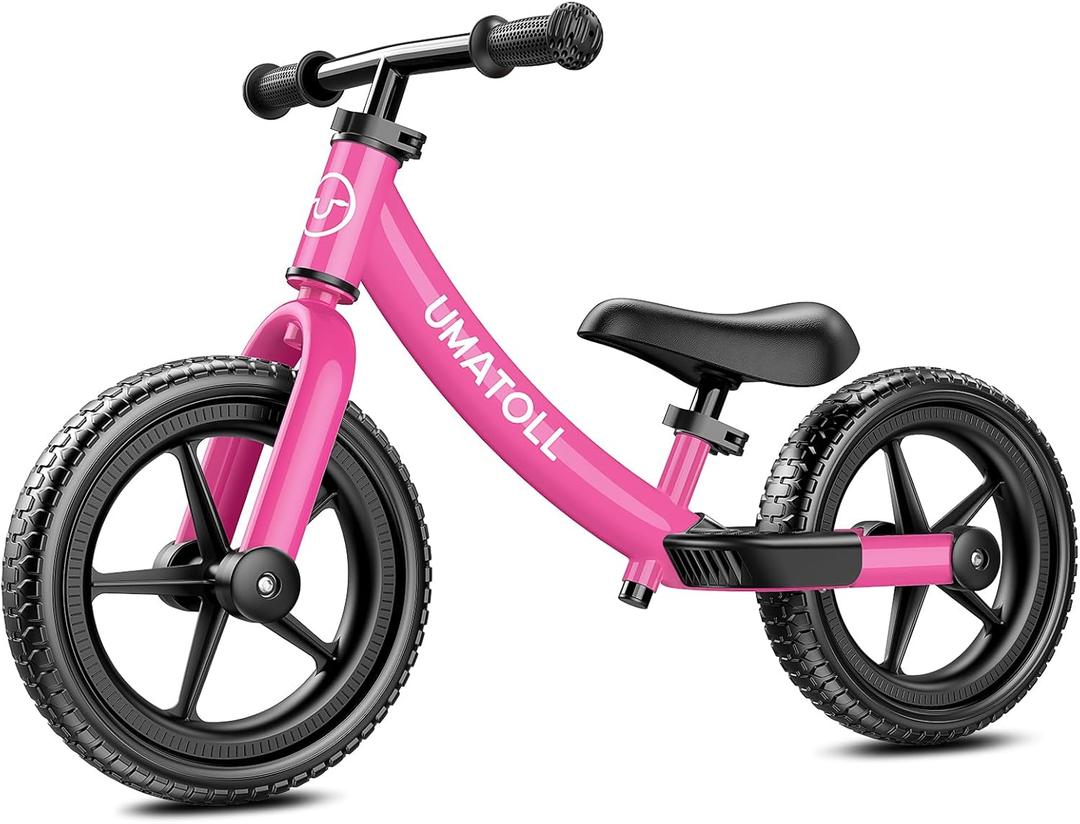 Umatoll Toddler Balance Bike 2 Year Old, Kids Bike Toy for 18 Months to 5 Years Old, Tool-Free Adjustment, Birthday Gifts for 2-3 Boys Girls, No Pedal (Rose Pink)