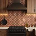 10 Sheet Arabesque Peel and Stick Backsplash Tile, Stick on Backsplash for Kitchen and Bathroom Wall, Retro Brown Look PVC Mixed Metal Aluminum