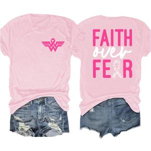 Breast Cancer Awareness Shirt Breast Cancer Shirts for Women Pink Ribbon T-Shirt Care Gift Tee Short Sleeve Tops (Large)