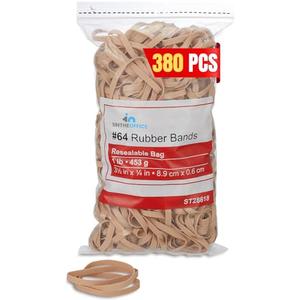 1InTheOffice Thick Heavy Duty Rubber Bands, Beige, Size 64, 380 Pack