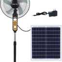 Oscillating Pedestal Fan, Solar Floor Fans, Portable Camping Fans, with Solar Panel/Remote Control, Solar Rechargeable Standing Fan, Two Charging Methods, 17''