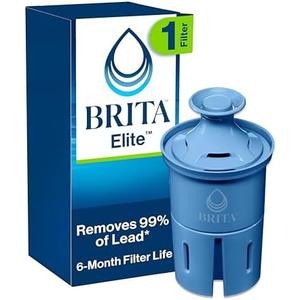 Brita Elite Water Filter Replacement for Pitchers and Dispensers, BPA-Free, Reduces 99% of Lead, Lasts Six Months or 120 Gallons, Includes 1 Pitcher Replacement Filter