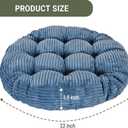 Large Floor Pillow for Adults, 22x22" Memory Foam Floor Cushion with Corduroy Cover, Round Floor Sitting Cushions for Meditation, Lounge,Seating for Yoga, Tatami Living Room (2, Round-Navy Blue), 22 X 22 X 3.5 Inches