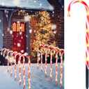 Joiedomi 12 Pcs Christmas Candy Cane Pathway Markers Lights, 16 Stakes Lights With Warm White, Waterproof Outdoor Decorations for Xmas Indoor And Outdoor Decorations Yard, Walkway, Lawn, Garden
