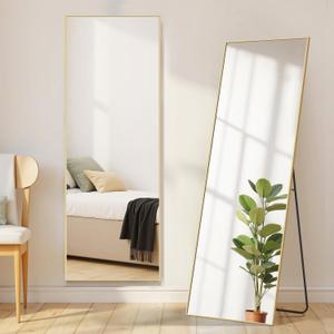 Mirror Full Length, Upgraded 16"x59" Body Wall Mirrors with Shatter-Proof Glass, Floor Standing, Hanging or Leaning, Tall Mirror with Stand Aluminum Alloy Frame for Bedroom Cloakroom