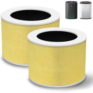 HY1800 Upgraded Replacement Filter Compatible with Honeyuan/Loytio/CHIVALZ/MORENTO/AYAFATO/IOIOW HY1800 Air Purifier, 3-in-1 H13 Grade True HEPA Upgraded Activated Carbon Filter, Yellow 2 Pack
