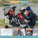 IvyWind Stroller Rain Cover for Double Tandem Stroller, Universal Size Weather Shield for Stroller, Breathable Double Stroller Cover for All-Weather Protection from Rain Snow Dust