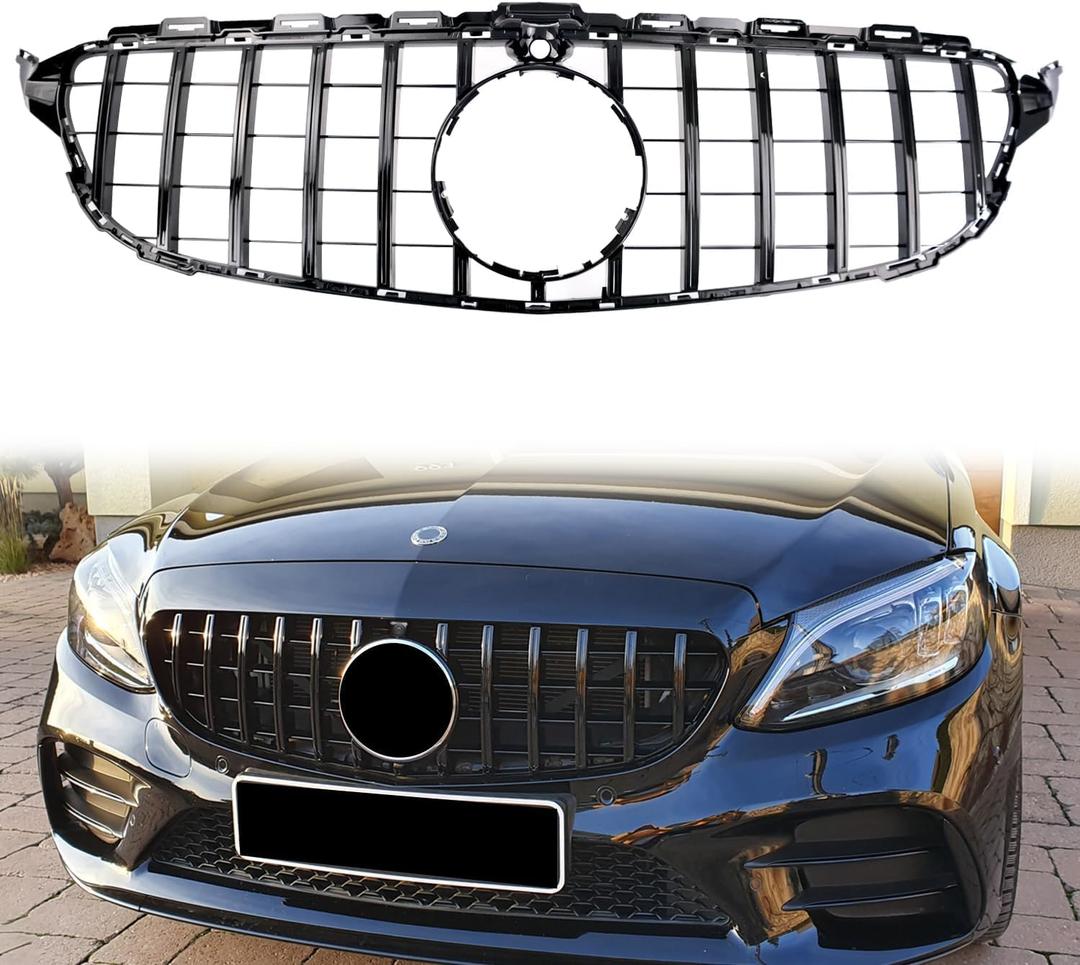 C Class Grill Front Grille for Mercedes Benz C300 C200 C250 2015 2016 2017 2018 with Camera Model, NOT Fit for C63 AMG