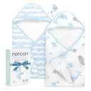Momcozy Baby Towel with Hooded-Original Design Baby Towel Set -Soft & Absorbent- Shower Gifts or Bath Essential for Infant, Newborn, Toddler, Marine Sea Whale Seal Waves Magic