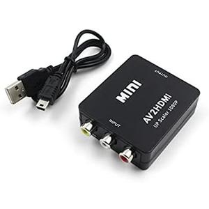 Connectors 1080P HDMI Mini VGA to for RCA AV Composite Adapter Converter with 3.5mm Audio VGA2AV / CVBS + Audio to PC HDTV Converter - (US, Cable Length: 6cm, Color: Black) (White,Yellow)