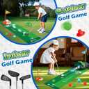 Clemas Upgraded Kids Toy Golf Set with Dinosaur Automatic Golf Returner, Led Light Up Night Golf Balls, 3 Clubs, Putting Mat, 3-8 Toddler Mini Golf Games, Indoor Outdoor Sports Toys for Boys Girls 3+, Small, Adjustable