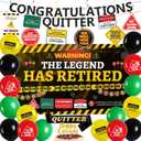 Retirement Party Decorations for Coworker, Funny Warning Theme Happy Retirement Decorations with Banner, Balloons & Cake Topper for Office Farewell, Retirement Decors for Men