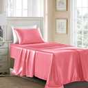 Satin Sheets Twin XL Size - 3 Pieces Luxury Silky Soft Bed Sheets, Wrinkle-Free Pink Satin Silk Sheet Set with 1 Deep Pocket Fitted Sheet, 1 Flat Sheet, 1 Pillow case