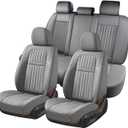 Coverado Car Seat Covers Full Set, Gray Car Seat Cover, Seat Covers for Cars, Waterproof Car Seat Protector, 5 Pieces Nappa Car Seat Cushion, Car Seat Covers Front Seats and Back Fit for Most Cars