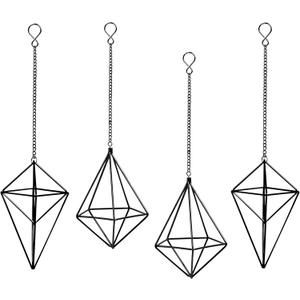 Hanging Air Plants Holders Black Airplants Plant Hanger Metal Geometric Inoor Planter Holder Air Ferns Display Rack with Chain 4Pcs