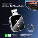 Wireless CarPlay Adapter for Apple iPhone - 4 in 1 Airplay Mirror Link Adapter Multi-User Seamless Connection Converts Wired to Wireless CarPlay Adapter - No Latency from iOS 10+ to Screen w/USB-C