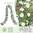 yanstar 6Pcs Artificial Rose Vine Garland with Green Leaves, Elegant Wedding Gift Set, Hanging Fake Roses Vine for Wedding Birthday Baby Shower Anniversary Decor