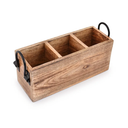 Samhita Mango Wood Cutlery Holder Caddy Organizer Wooden Utensil Storage Organizer Countertop for Silverware Fork Spoon Spatula 3 compartments (11" x 4" x 4.5")
