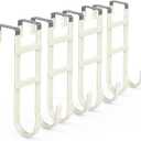 FYY Over The Door Hooks - 4 Pack Heavy Duty Dual-Hook Organizer Hanger with Non-Slip Rubber for Towels, Clothes, Hats & Bags Use in Bathroom, Bedroom, Kitchen - Fits Interior Doors Up to 1.6" Beige