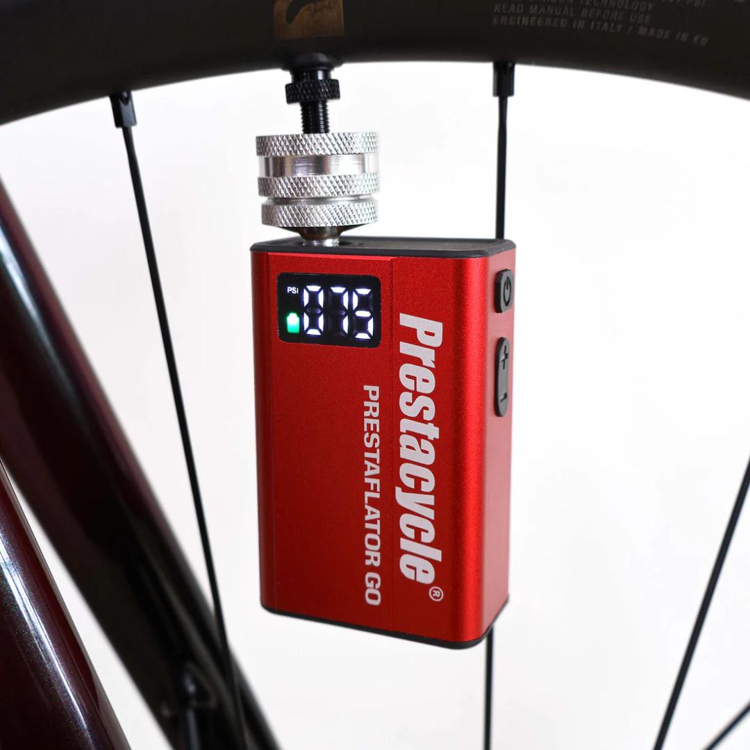 Rocket-sized, Auto-Stop, Presta Inflator and Pressure Gauge