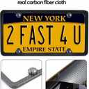 Real Carbon Fiber License Plate Frame Kit, Carbon Fiber License Plate Holder with Complete Accessories (Slim Edge & 4 Holes)