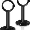 TOKPLNU Ceiling Curtain Rod Bracket, Heavy Duty Curtain Rod Holder Black Ceiling Curtain Rod Hooks Hangers Closet Flange Rod Brackets Holders for 1 1/4 Inch Drapery Pole, Set of 2