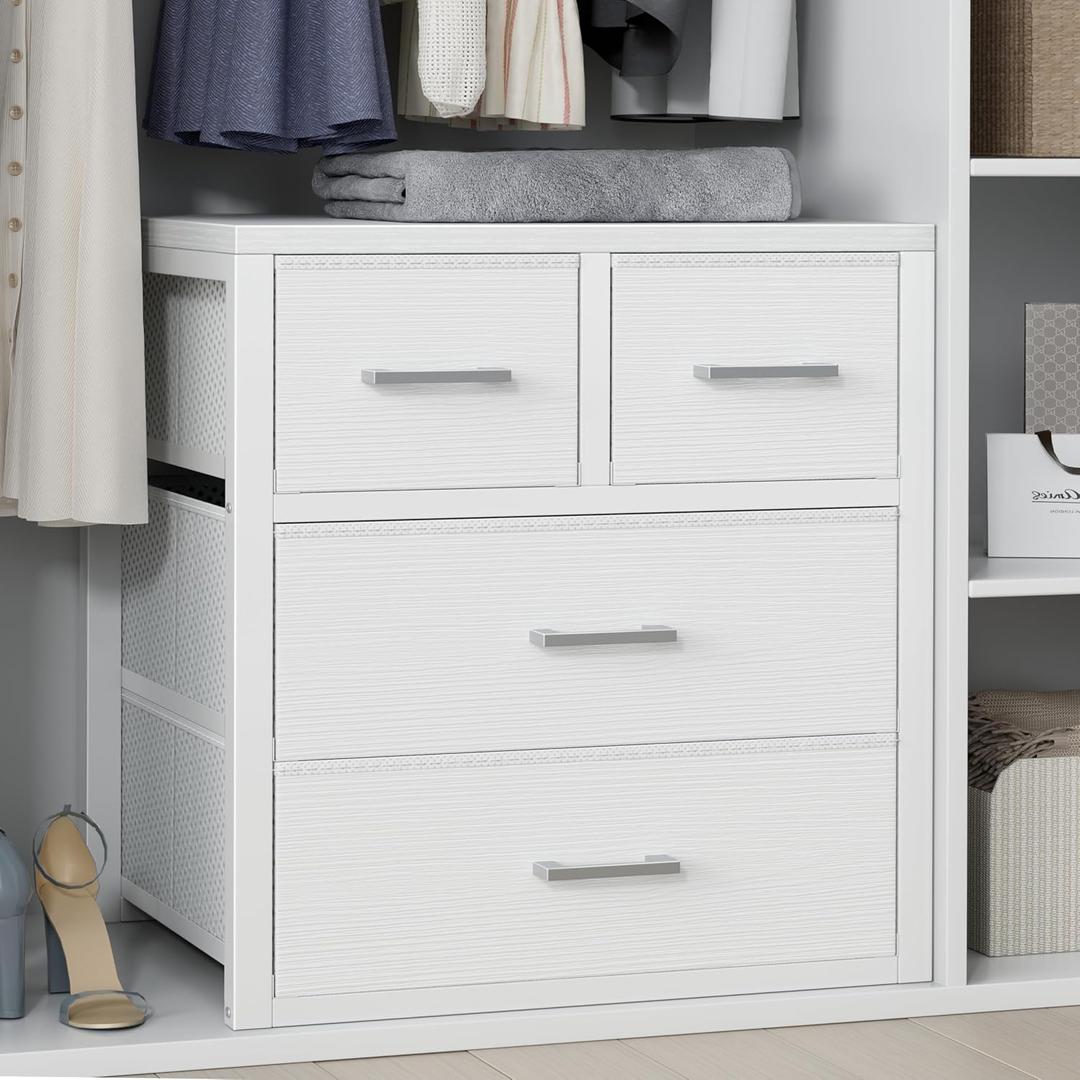 BOLUO Closet Drawers White 4 Drawer Dresser for Closet Organizers and Storage Bedroom Dorm Modern, Size: 15.7"D x 21.1"W x 23.4"H (4 Drawers)