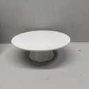 Nucookery 10 Inches Rotating Cake Stand for Party, Ceramic Dessert Stand Turntable for Cake Decorating, Spinner Decorative Cupcake Stand, Round Cake Plate, White