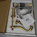 8 inch 2 Handles 3 Holes Widespread Bathroom Sink Faucet Antique Brass Bathroom Vanity Faucet Basin Mixer Tap Faucet Matching Metal Pop Up Drain with Overflow