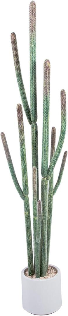 Tall Faux Cactus Plant62in Realistic Texture Tall Fake Plant, Artificial Cactus Large with White Planter Indoor Outdoor for Home Office Living Room Bedroom Foyer Porch Decor. (60in with basic plastic black planter)