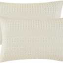 PHF 100% Cotton Waffle Pillow Shams Queen Size, 2 Pack 20" x 30" Soft Skin-Friendly Pillowcases, No Filling, Aesthetic Woven and Breathable Waffle Weave Pillow Case Covers for Bed, Ivory