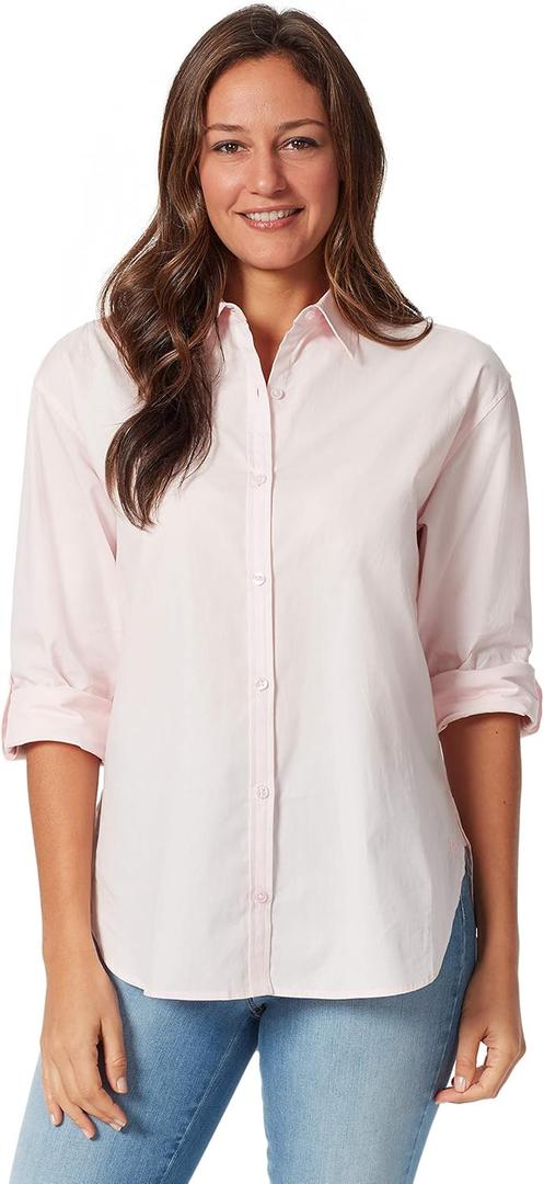 Gloria Vanderbilt Women's Amanda Oversized Button Down Shirt with Roll-tab Sleeves, S