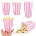 40 Pcs Paper Pink Popcorn Boxes, Pink and White Striped Paper Popcorn Bags Candy Containers for Birthday Party Favor Supplies(Size:S, 4.7 x 2.8 inchs)