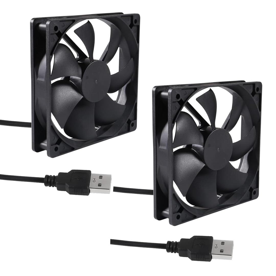 UMLIFE 2PACK 120mm 5V USB Computer PC Fan, 120mm Fan 5V USB Brushless 12025 120x25mm for Cooling PC Computer Case CPU Coolers Radiators