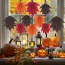 2 x Fall Party Decorations Maple Leaves Paper Fans, 9 PCS Hanging Paper Fans Classroom Decoration for Autumn Thanksgiving Birthday Baby Shower Rustic Wedding