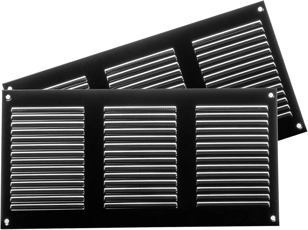 Europlast Metal System Air Distribution MR3020M Black Rectangular Grate 12”x8”