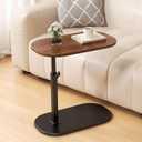C Shaped End Table Adjustable Height, 360Swivel Couch Table That Slide Under, Mobile C Shaped Side Table for Bed and Sofa, Rotating C Small Coffee Tables for Small Spaces (Walnut)