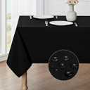 Veblandy Rectangle Tablecloth Waterproof 60x104 inch Linen Textured Table Cloth Stain and Wrinkle Resistant Washable, Decorative Fabric Table Cover for Dining, Party and Camping, Black