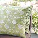 AVKA Studio Light Green Decorative Throw Pillow Covers - Reversible 100percent Pure Cotton Block Print Accent Pillows Set of 2 Floral Indian for Couch Bed Sofa Cover Only, 18x18 Inches