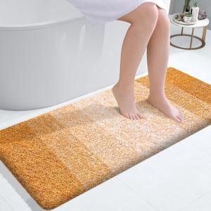 OLANLY Bathroom Runner Rugs Mat 44x24, Extra Soft Absorbent Microfiber Bath Rugs, Rubber Backing, Quick Dry, Washable Long Bath Mats for Bathroom, Tub and Shower, Home Decor Accessories, Golden Yellow