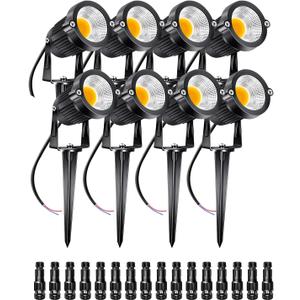 5W Low Voltage Landscape Lights Outdoor 12V AC/DC LED Landscape Lighting 3000K Warm White Waterproof Garden Spotlights 500LM COB Landscape Pathway Lights for Yard,Tree (8Pack with Connectors) (Classical)