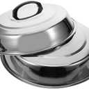 Kisangel 2pcs Griddle Basting Cover for Bbq Plate Stainless Steel Food Tray Lid Dish Protector for Outdoor Cooking Accessories 12in